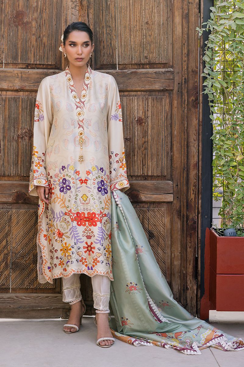 Deepak Perwani - KUD02 - Pure Silk - 3 Piece