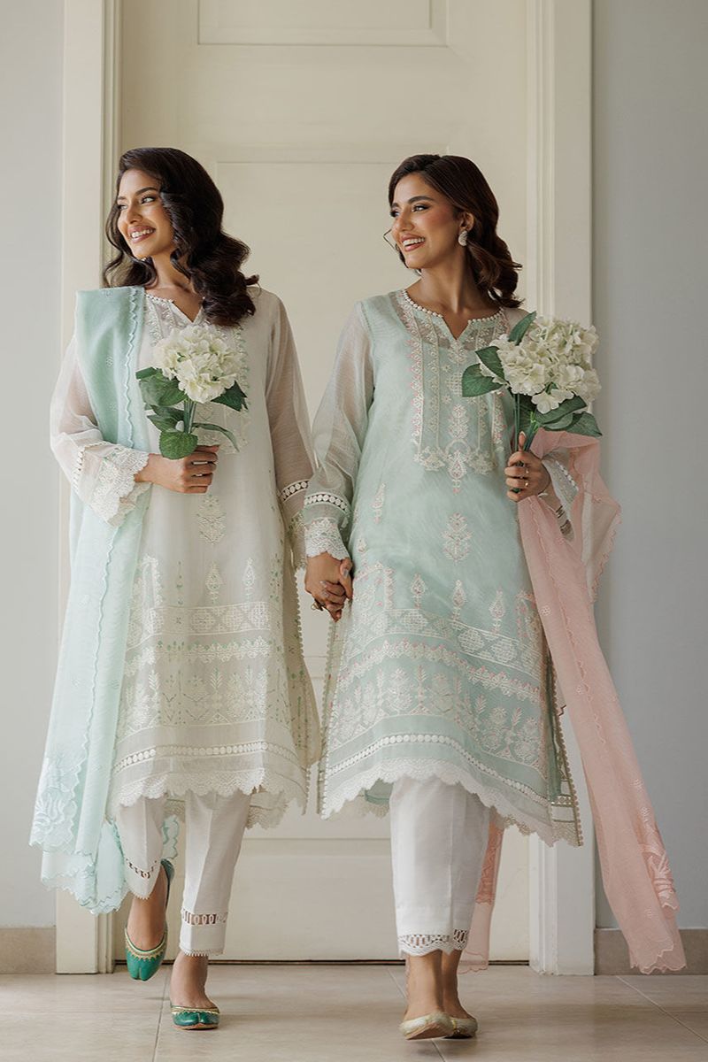 Deepak Perwani - Lilla 2 - Cotton Net - Ice Blue - 3 Piece