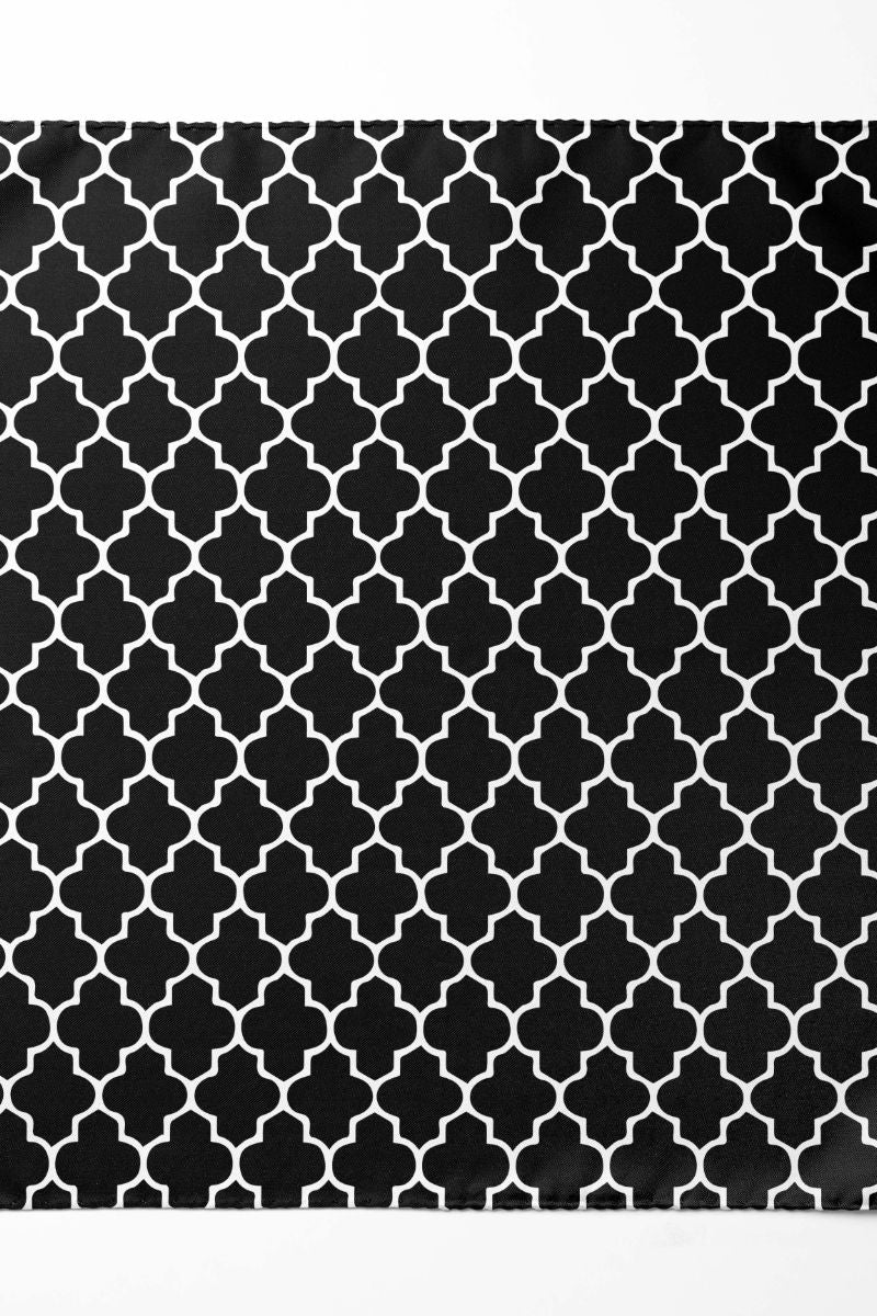 Black Wolf - SILVER GEOMETRIC SILK ASCOT - Jet Black - 1 Piece