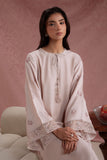 Cross Stitch - Peach Whisper Raw Silk Suit For Women - Peach - 2 Piece