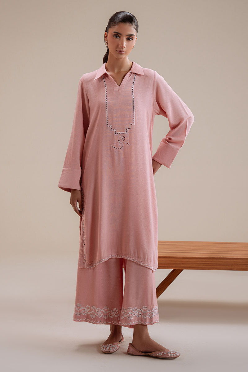 Cross Stitch - Rose Quartz Karandi Suit For Women - Pink - 2 Piece