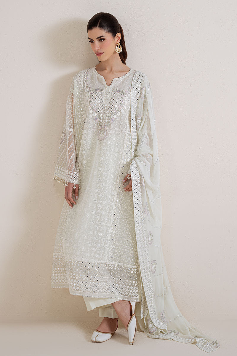 Cross Stitch - Pearl Mirage White Unstitch Suit For Women - 4 Piece