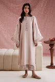 Cross Stitch - Peach Whisper Raw Silk Suit For Women - Peach - 2 Piece