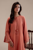 Cross Stitch - Caramel Glow Dyed Lawn Shirt For Women - Orange - 1 Piece