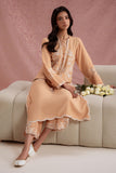 Cross Stitch - Amber Glow Silk Suit For Women - Mustard - 2 Piece