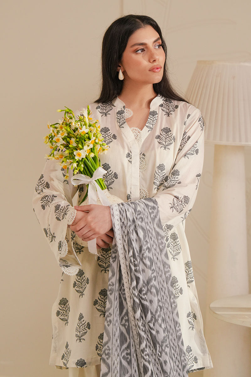 Cross Stitch - Ikat Essence Digital Print Lawn Unstitch Suit For Women - 3 Piece