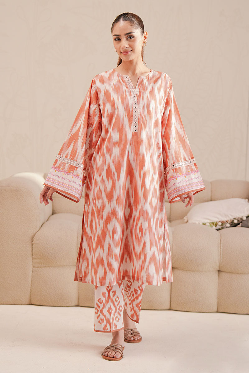 Cross Stitch - Saffron Fade Digital Print Lawn Unstitch Suit For Women - 2 Piece