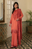 Cross Stitch - Faded Rose Chiffon Suit For Women - Orange - 3 Piece
