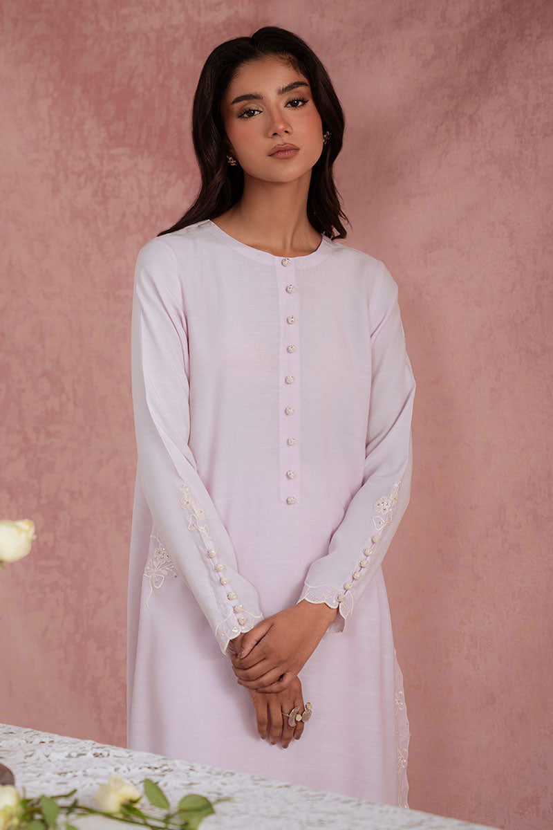 Cross Stitch - Lilac Mist Raw Silk Suit For Women - Purple - 2 Piece