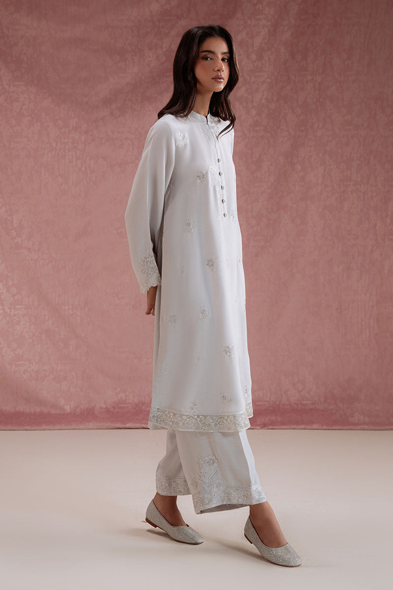 Cross Stitch - Nimbus Snow Silk Suit For Women - Grey - 2 Piece