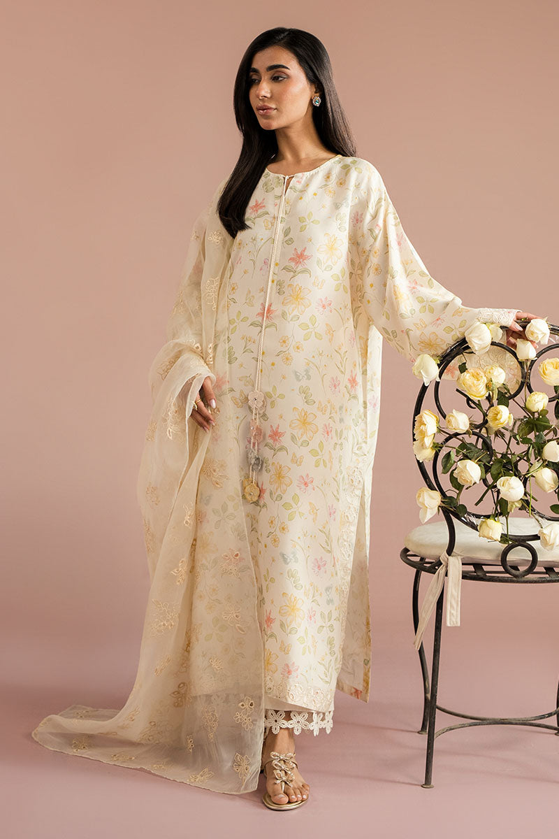 Cross Stitch - Pearl Parade Silk Suit For Women - Yellow - 2 Piece