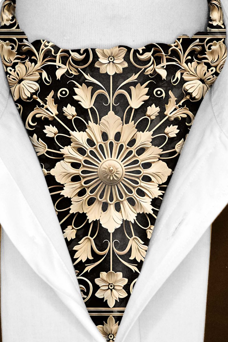 Black Wolf - MANDALA ART SILK ASCOT - Black - 1 Piece