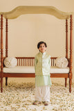 Hummingbirdspk - Mint Silk Jamawar Waistcoat - 1 Piece