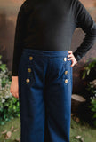 Hummingbirdspk - Navy Blue Wide Leg cotton Denim Pants - 1 Piece