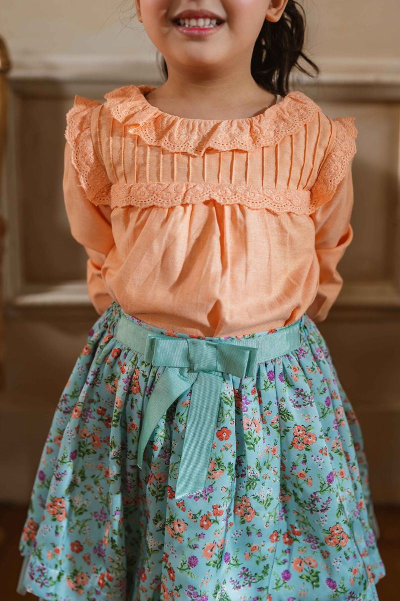 Hummingbirdspk - Ariel Ribbon Bow Skirt - Cotton - 1 Piece