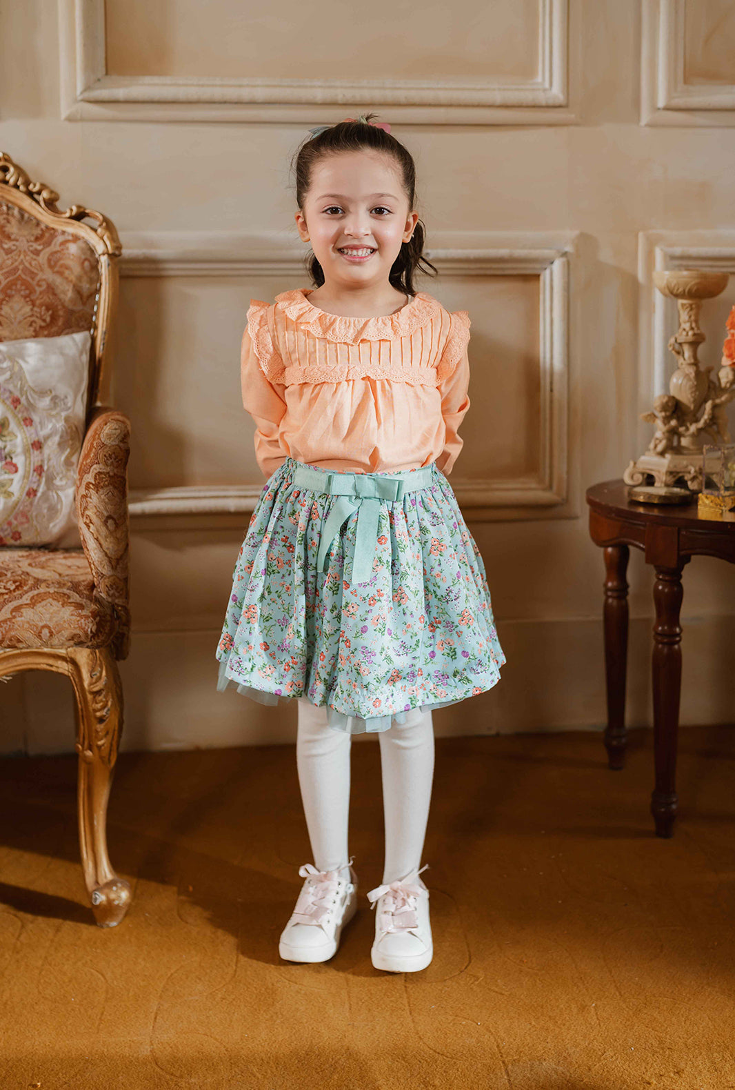 Hummingbirdspk - Ariel Ribbon Bow Skirt - Cotton - 1 Piece
