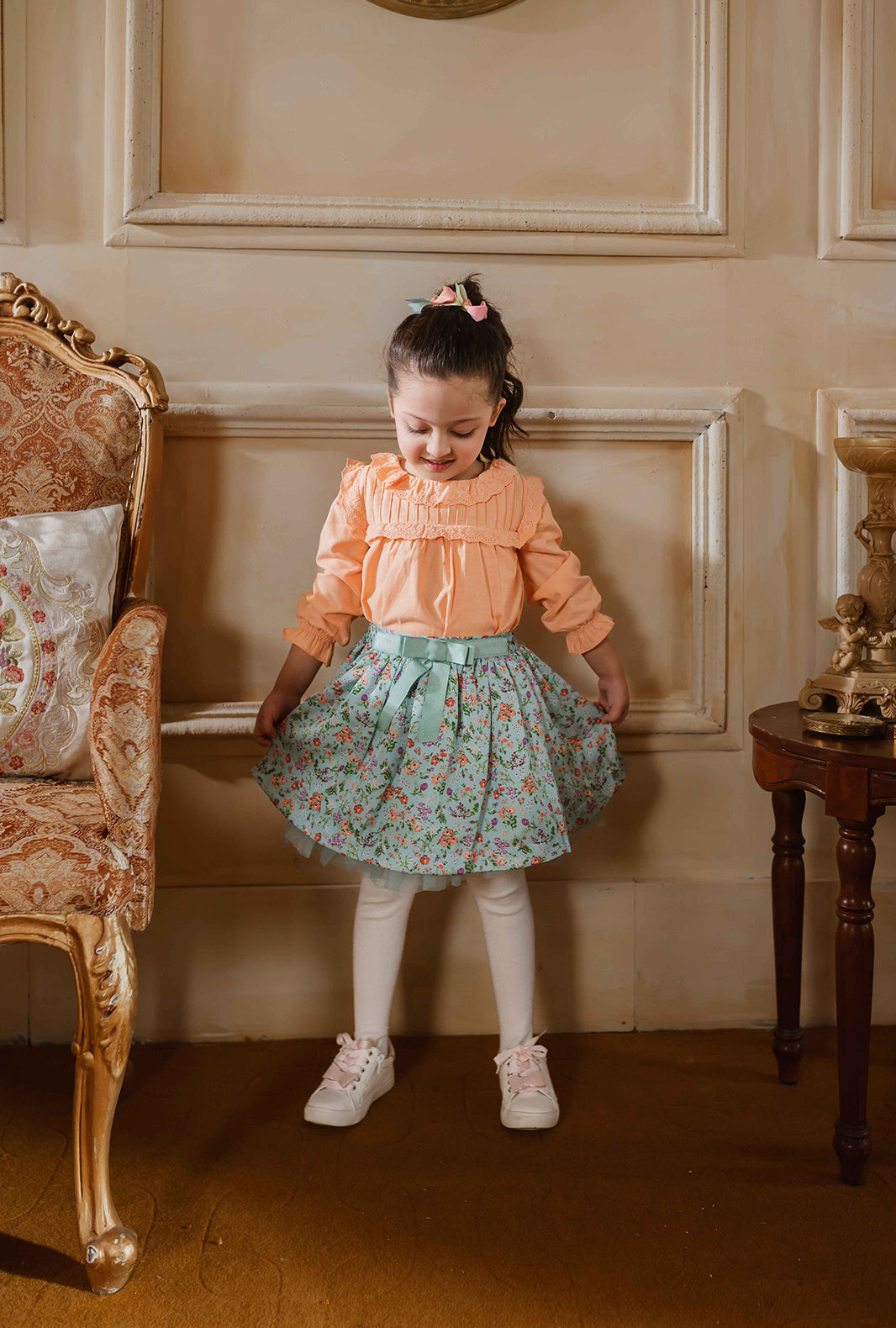 Hummingbirdspk - Ariel Ribbon Bow Skirt - Cotton - 1 Piece
