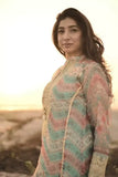 Ayla Studio - Aquamarine - Organza - Turquoise with Pink & Gold