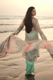 Ayla Studio - Aquamarine - Organza - Turquoise with Pink & Gold