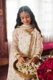 Hummingbirdspk - Nargis - White & Gold embroidered Chiffon Angrakha Suit (4-Piece)