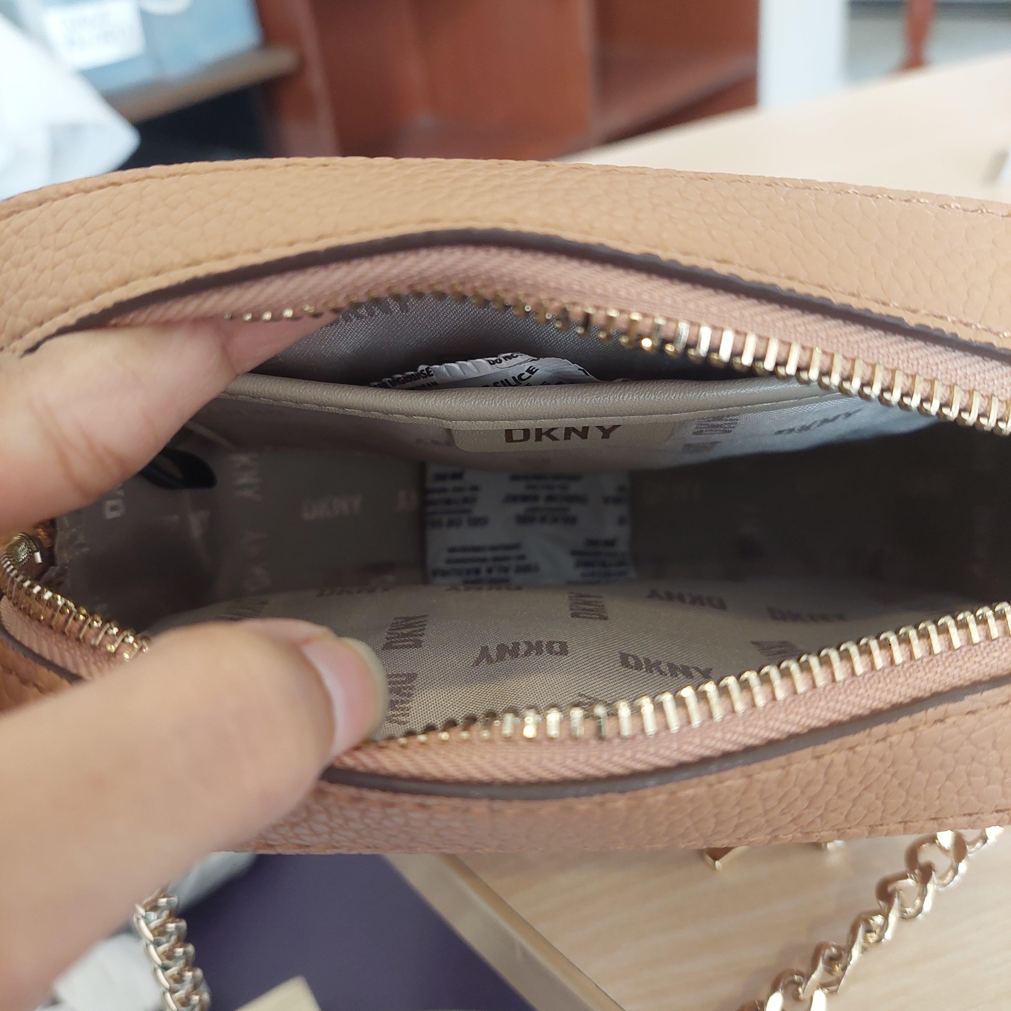 Pre-Loved Treasures - DKNY Light Brown CLEO Leatherette Top Zip Camera Big | Like New