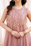 Hummingbirds - Champagne & Gold Embroidered Dress For Girl