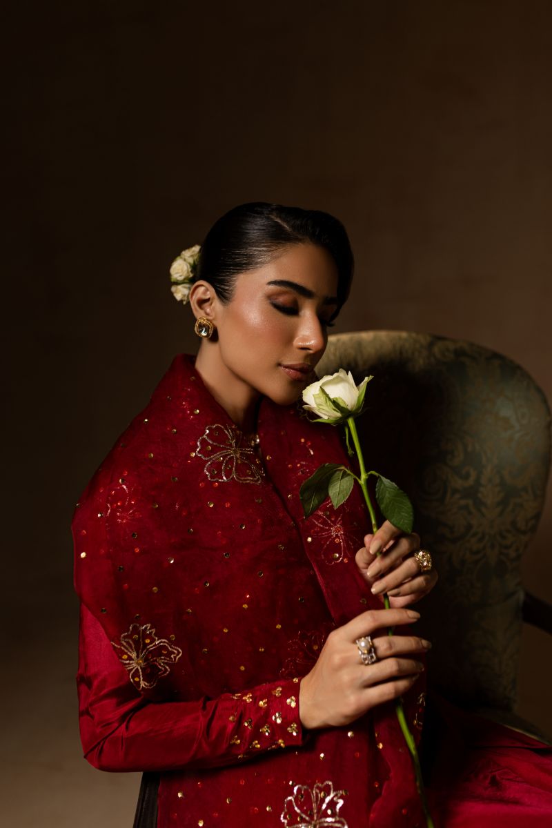 Maria Ruby Maria Osama Khan - Ruby - RED - RAWSILK & Organza - 3 Piece – Studio By ...