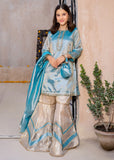 Modest - Maysuri Embroidered Gharara For Girl - Blue - 3 Piece