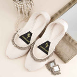 JootiShooti - Beaded Halo White Khussa For Women