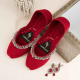 JootiShooti - Beaded Halo Red Khussa For Women