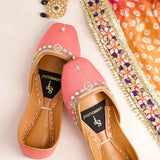 JootiShooti - Shamsa Mirror Rose Coral Khussa For Women