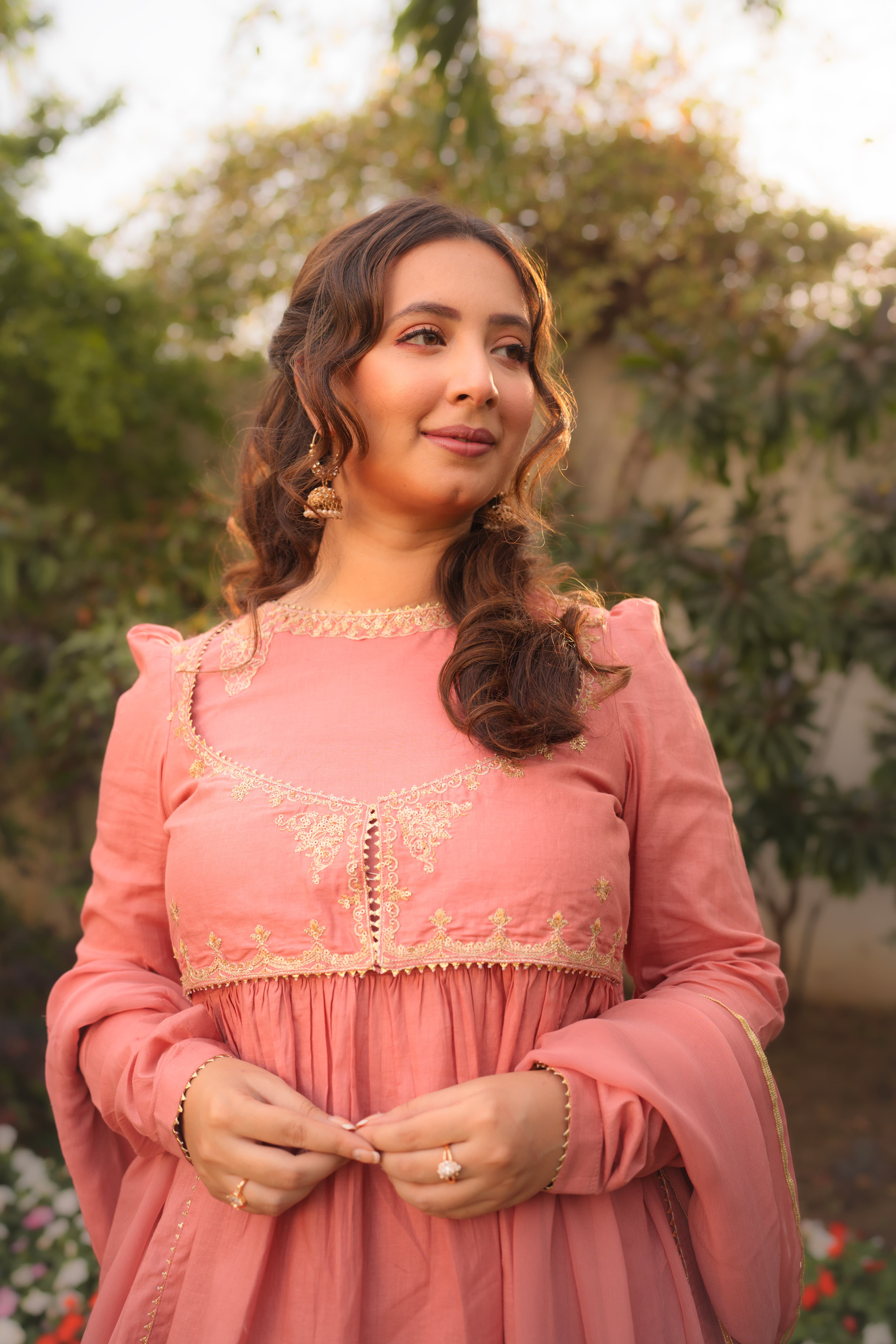 Omal by Komal - Sunaina - Pink - Lawn & Chiffon - 3 Piece