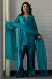 Deepak Perwani - Teal Farshi - Sheesha Silk - Emerald - 2 Piece