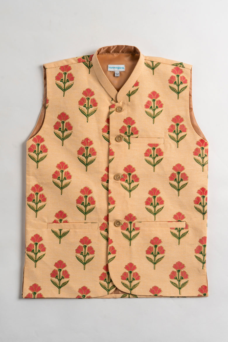 Hummingbirdspk - Gul-e-Dawoodi Waistcoat - Pink & Peach - 1 Piece