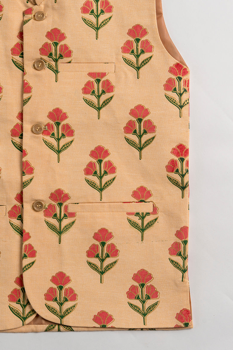 Hummingbirdspk - Gul-e-Dawoodi Waistcoat - Pink & Peach - 1 Piece