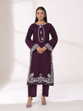 Oaks - Embroidered Khaddar Purple Pret Suit For Women - 2 Piece