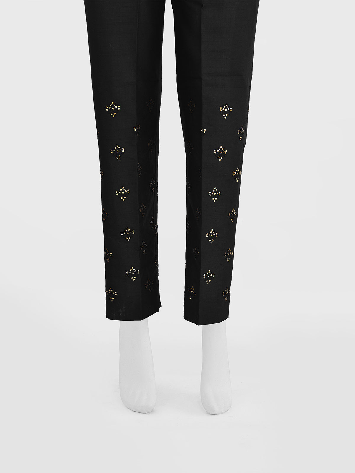 Oaks - Women Black Cotton Silk Embroidered Trouser  - 1 Piece