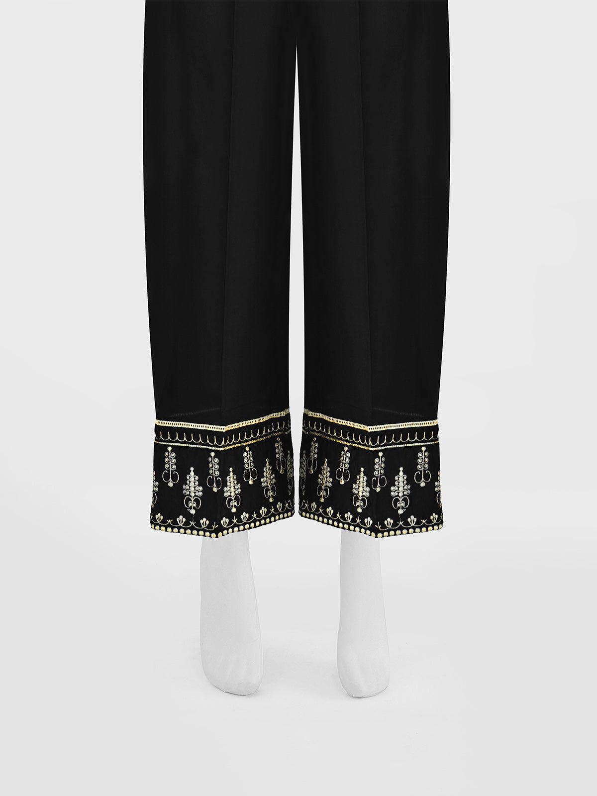 Oaks - Women Black Cambric Embroidered Trouser  - 1 Piece