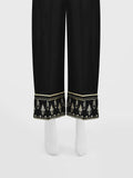 Oaks - Women Black Cambric Embroidered Trouser  - 1 Piece