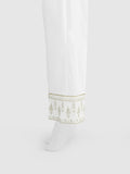 Oaks - Women White Cambric Embroidered Trouser  - 1 Piece