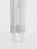 Oaks - Women White Cotton Silk Embroidered Trouser  - 1 Piece