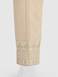 Oaks - Women Beige Cotton Silk Embroidered Trouser  - 1 Piece