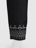 Oaks - Women Black Cotton Silk Embroidered Trouser  - 1 Piece