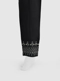 Oaks - Women Black Cotton Silk Embroidered Trouser  - 1 Piece