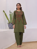 Oaks - Embroidered Pret Shirt Trouser Khaddar Green  - 2 Piece