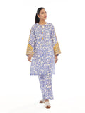 Oaks - Embroidered Pret Shirt Trouser Lawn White & Blue  - 2 Piece