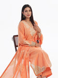 Oaks - Embroidered Pret Suit Cotton Silk Jacquard Orange  - 3 Piece
