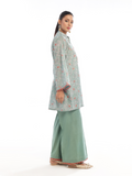 Oaks - Printed Pret Shirt Trouser Maisoori Lawn Green & Orange  - 2 Piece