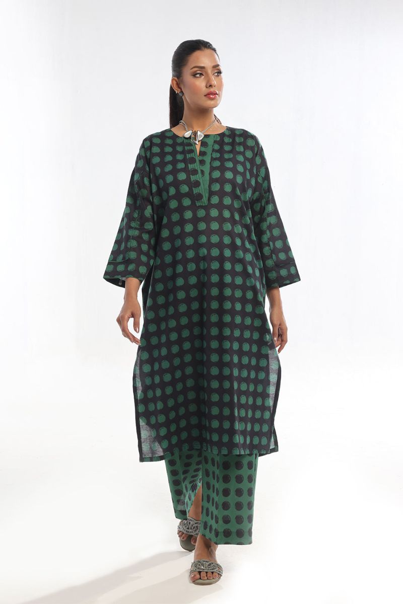 Oaks - Printed Unstitched Swiss Lawn Green - OL2PT-6192-A - 2 Piece - Unstitch