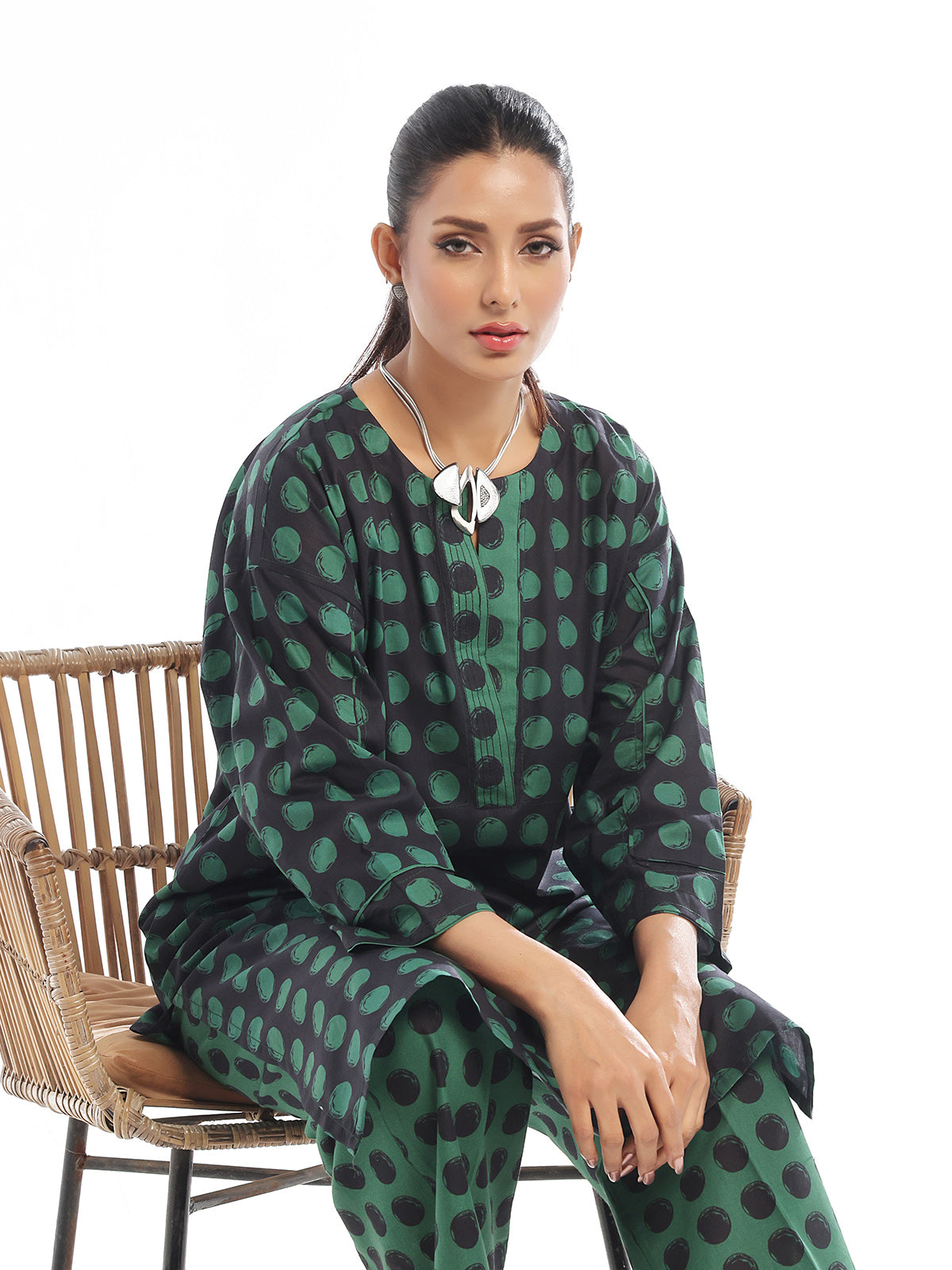 Oaks - Printed Unstitched Swiss Lawn Green - OL2PT-6192-A - 2 Piece - Unstitch